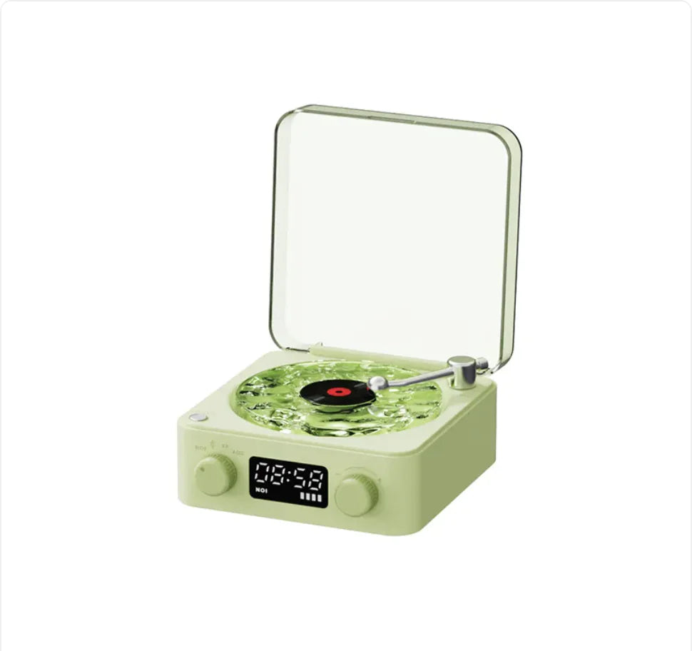 Retro Wireless Bluetooth Turntable Speaker with RGB Projection Lamp